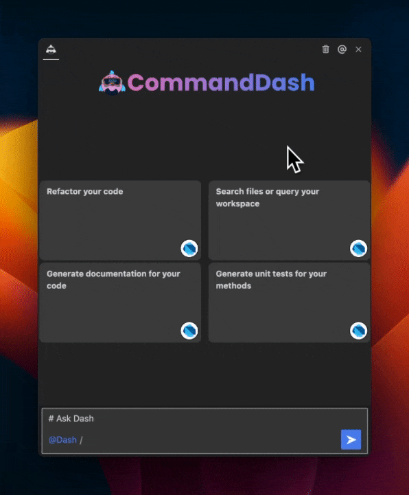 Gif showing the installation of a Dash agent from the CommandDash marketplace