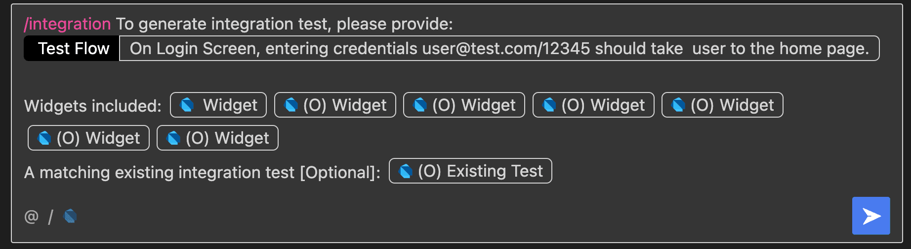 Entering test flow for the integration test